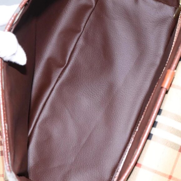 Burberrys Nova Check Boston Bag PVC 2way Beige Auth MX139 - Picture 2 of 15